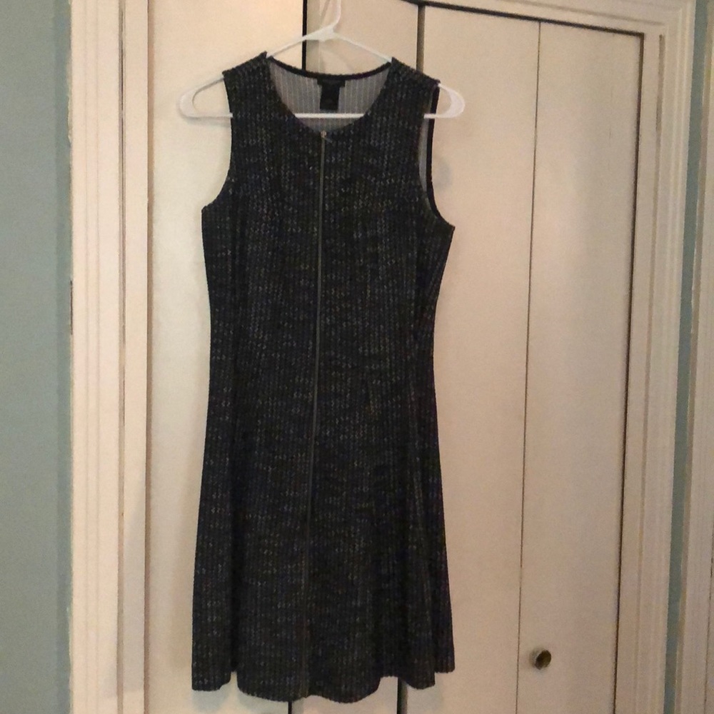 Black and white fit and flare dress